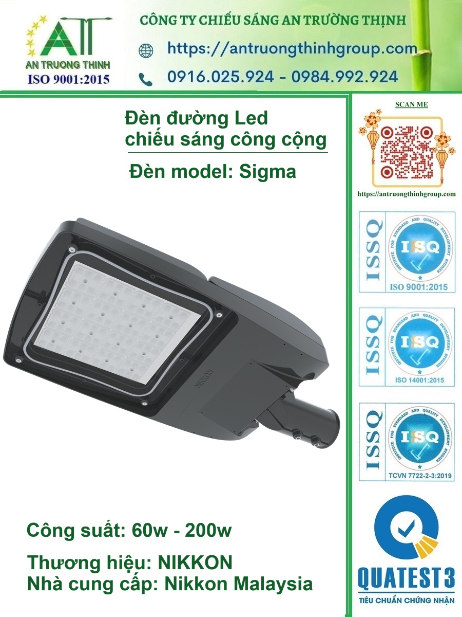 Đèn Đường Led Chiếu Sáng Sigma Nikkon Malaysia 100w, 120w, 150w